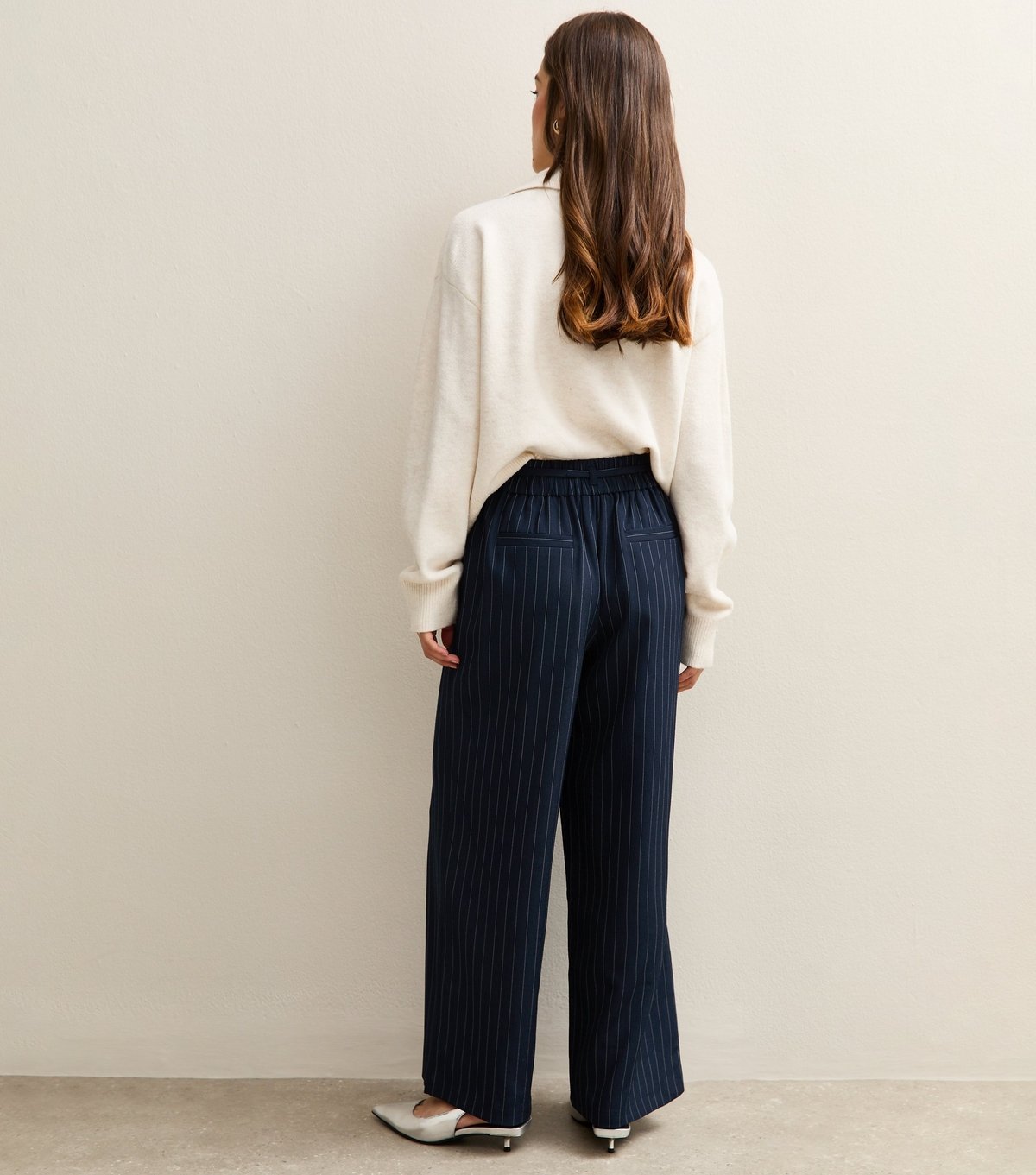 New Look Women's Petite Navy Striped Tie Waist Wide Leg Trouser New Look - 4
