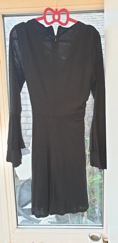 Mela London Mela little black dress cocktail night out bell sleeves sheer sleeves