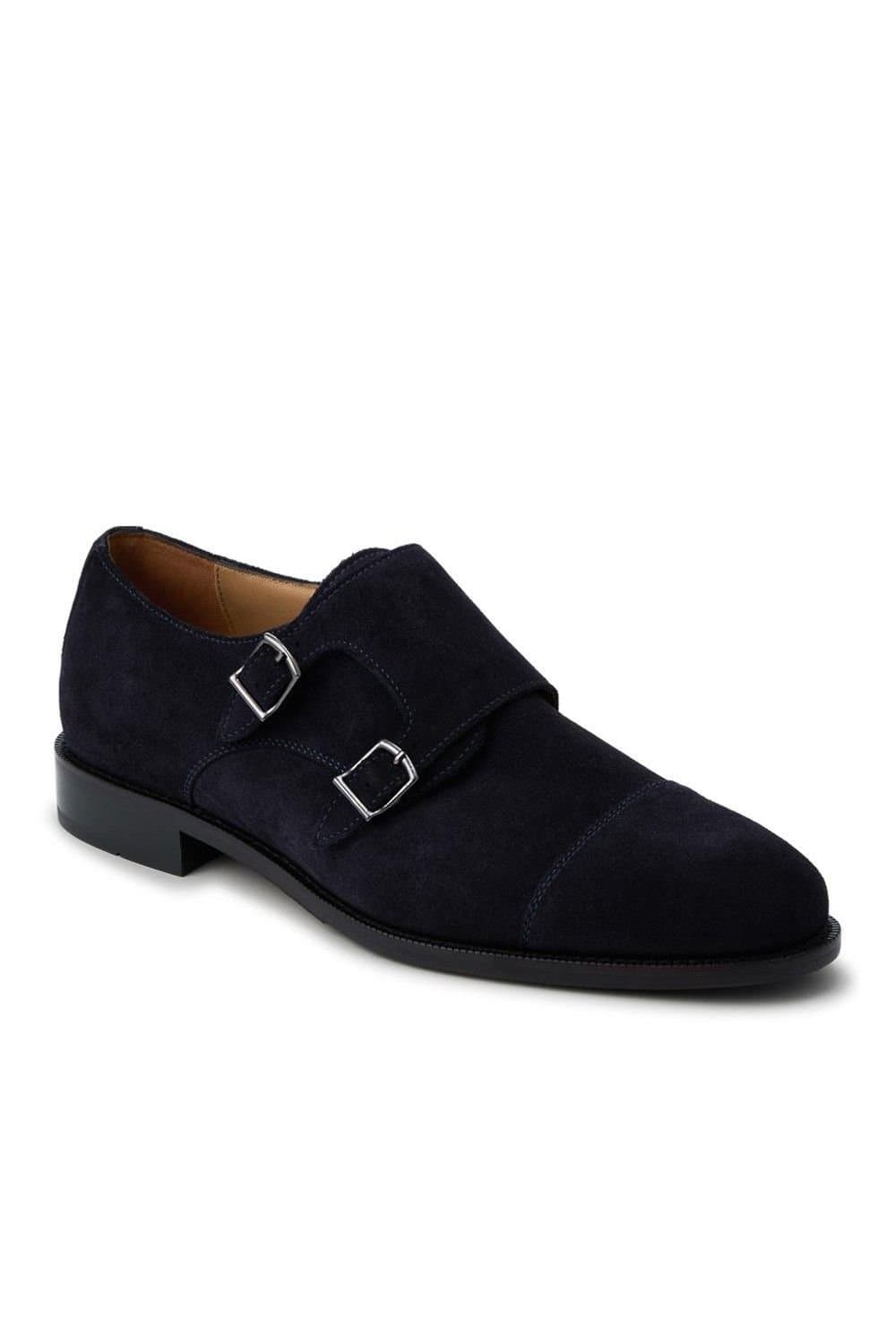 Jones Bootmaker Jones Bootmaker Navy Leather Double Monk Shoes