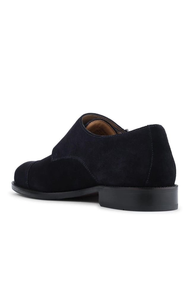 Jones Bootmaker Jones Bootmaker Men's Nathaniel Leather Double Monk Shoes in Navy - 3