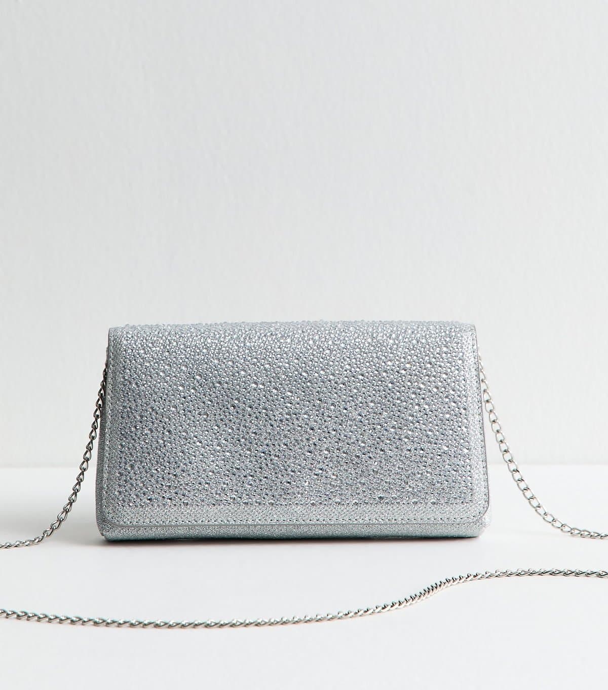 New Look Silver Diamanté Embellished Chain Shoulder Bag New Look