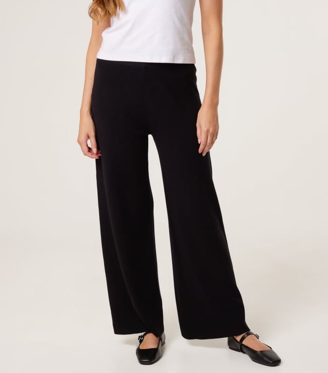 Blue Vanilla Women's Black Knitted Wide Leg Trousers Blue Vanilla New Look - 2