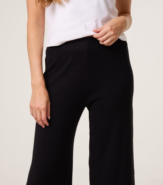 Blue Vanilla Women's Black Knitted Wide Leg Trousers Blue Vanilla New Look - 3