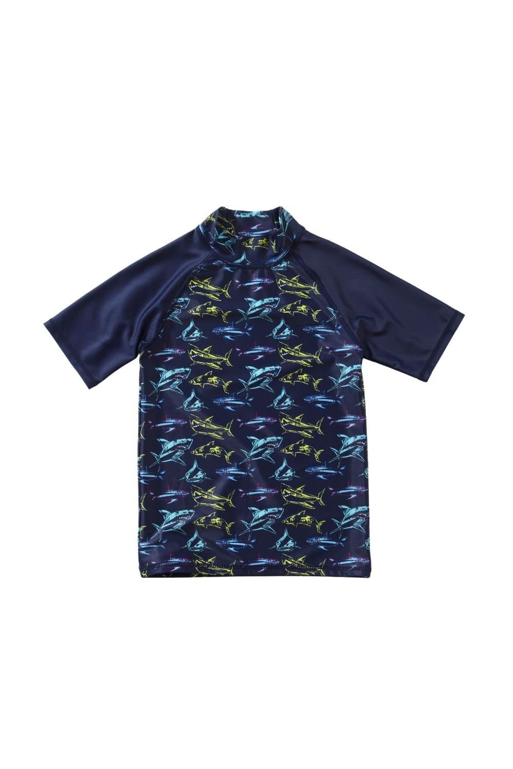 H2O H2O Men's Shark Short Sleeve Swim Rash Top in Dark Navy