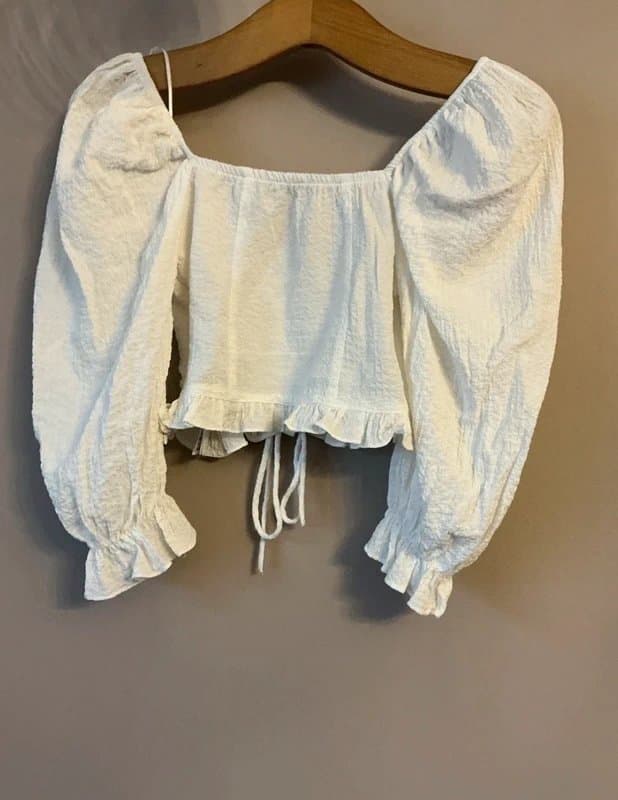 Bershka Bershka Lovely Ruched Crop Boho Summer Top - Size Extra Small