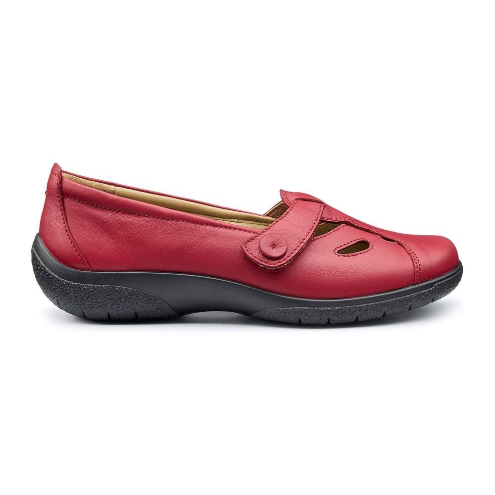 Hotter Hotter Women's Wide Fit 'Nirvana' T-Bar Shoes in Red - 3