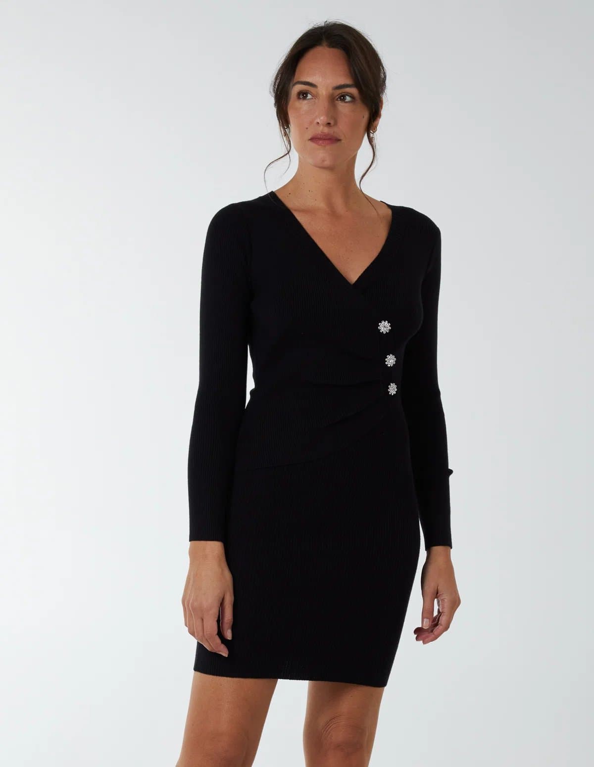 Blue Vanilla Cross Over Ribbed Dress