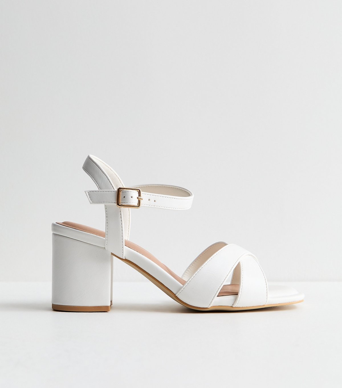 New Look Women's Extra Wide Fit White Cross Strap Block Heel Sandals Vegan New Look - 2