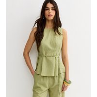 New Look Women's Green Pinstripe Longline Belt Tunic Top New Look - 3