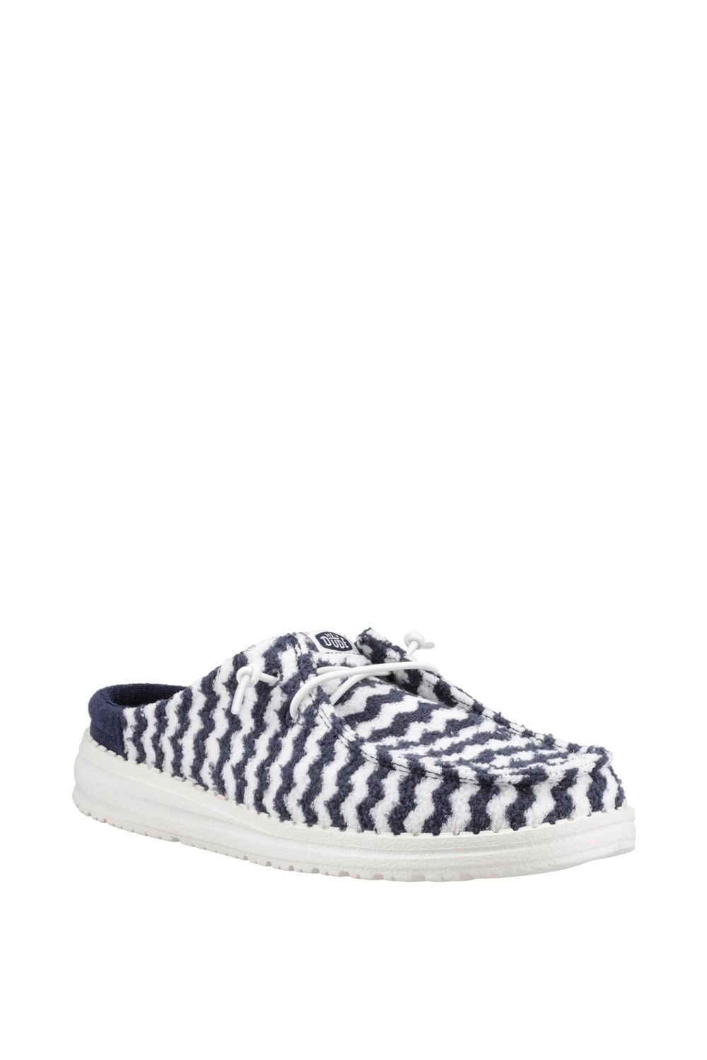 HEYDUDE HEYDUDE Women's Wendy Slip Terry Stripe Mule in Navy - 1