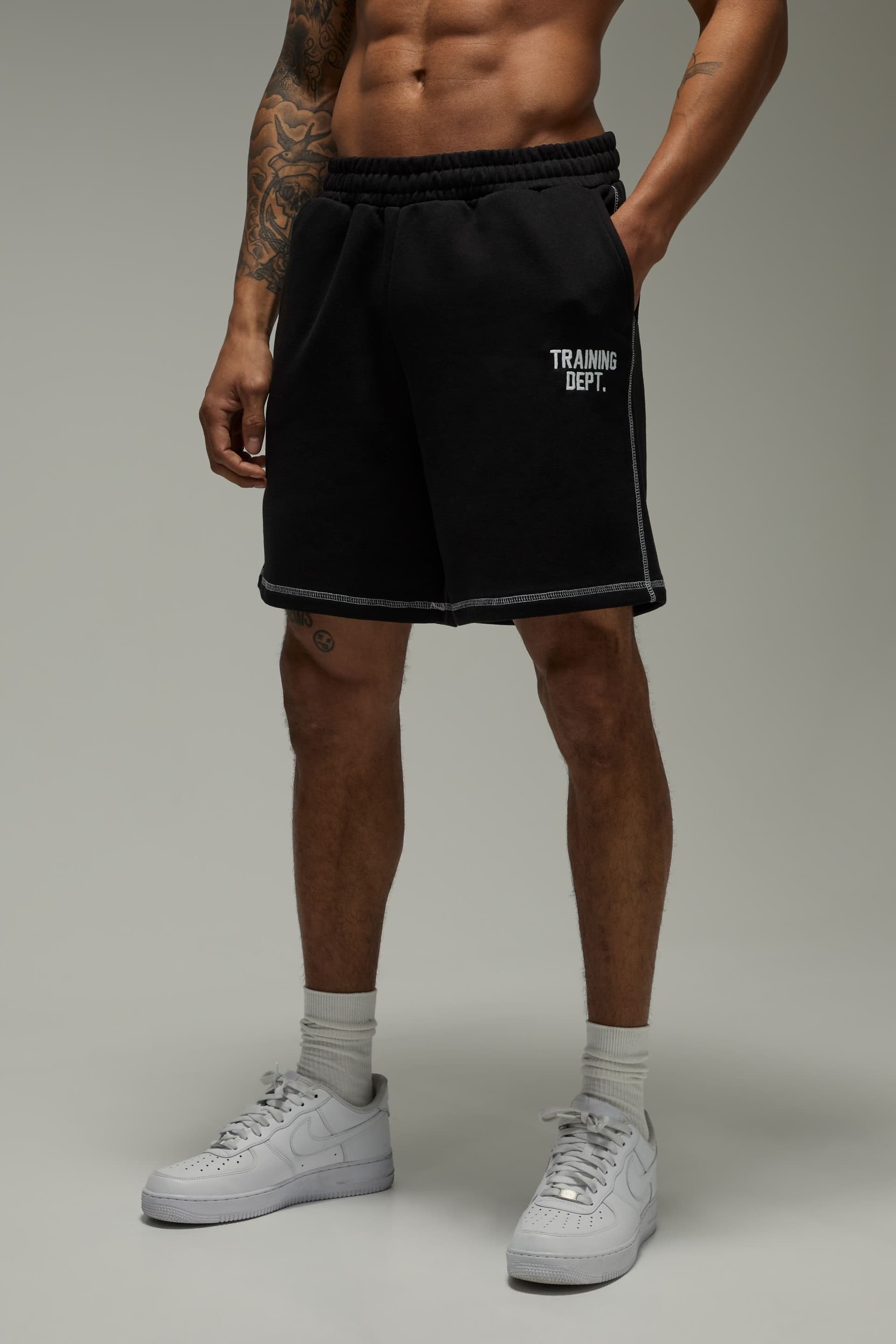 Training Dept. Training Dept. Men's Training Dept Contrast Stitch 7inch Short in Black