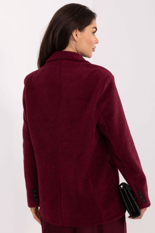 Love Lace Love Lace Women's Boucle Blazer Cut Coat for Autumn Winter in Red - 3