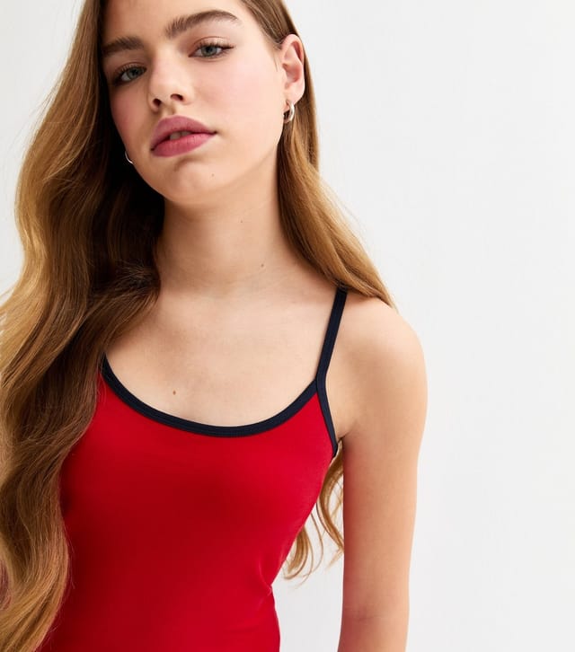 New Look Girls' Red Jersey Scoop Neck Cami Top New Look - 2