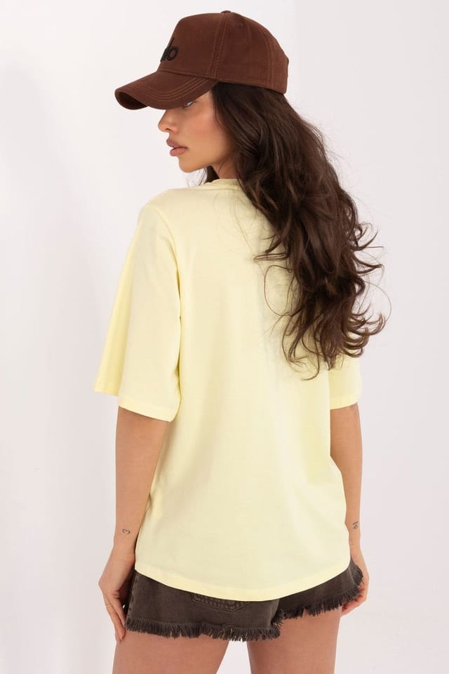 Love Lace Love Lace Women's Casual Character Cotton T-Shirt in Yellow - 3