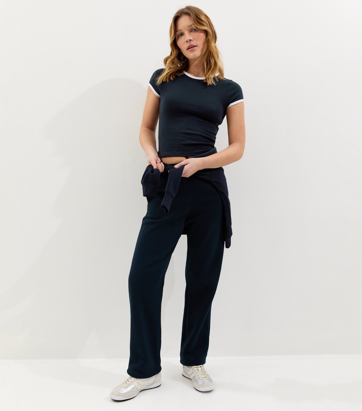 New Look Women's Navy Contrast Trim Baby Tee T-Shirt New Look - 3