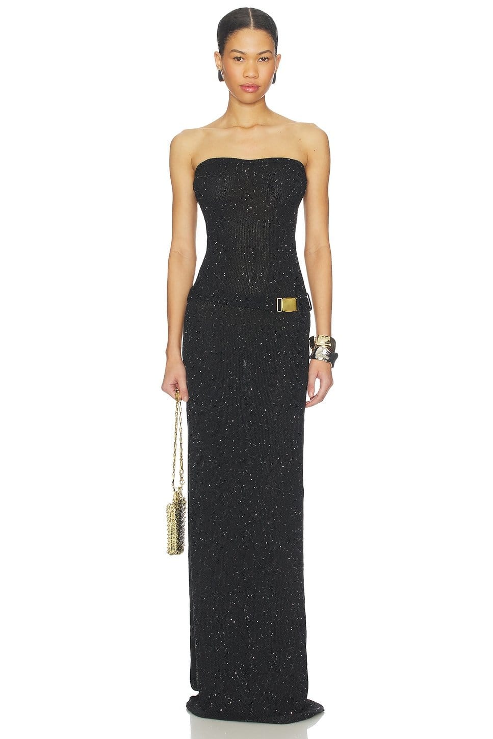 Revolve Black Sequin Strapless Maxi Dress