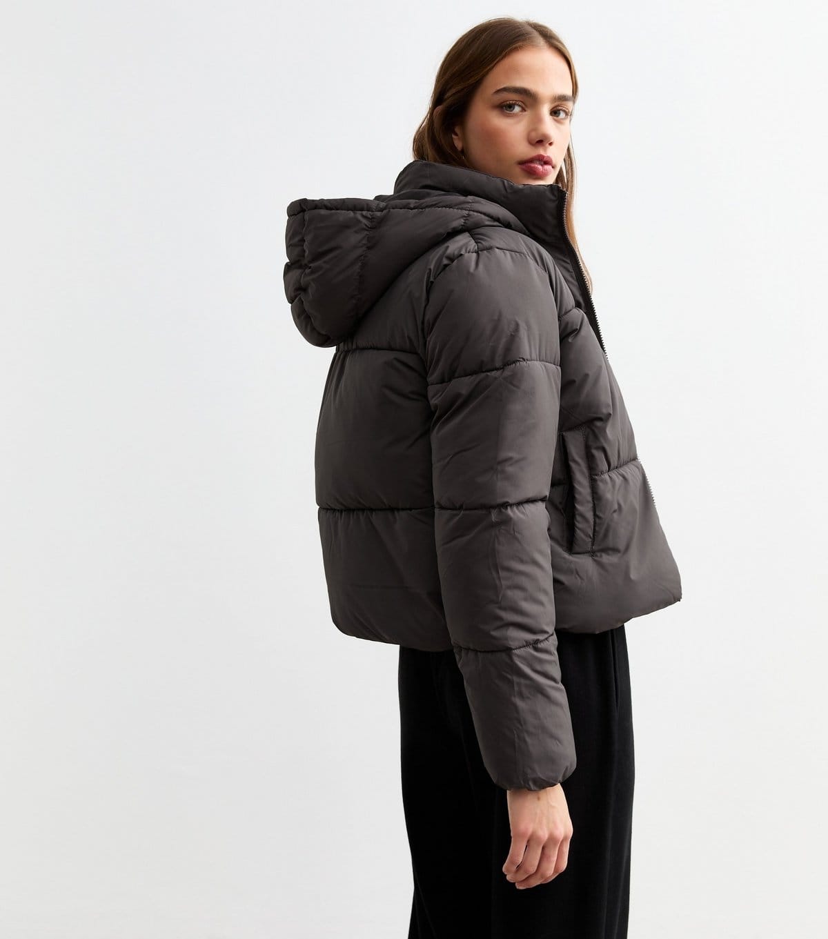 New Look Women's Grey Cropped Puffer Coat New Look - 4