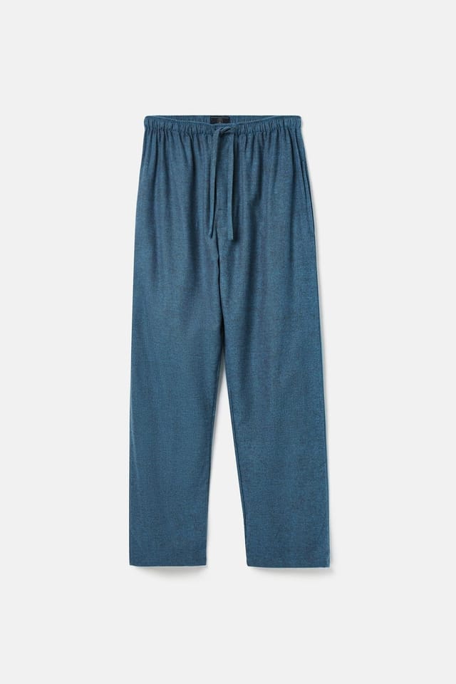 British Boxers British Boxers Men's 'Stornoway' Herringbone Brushed Cotton Pyjama Trousers in Teal - 2