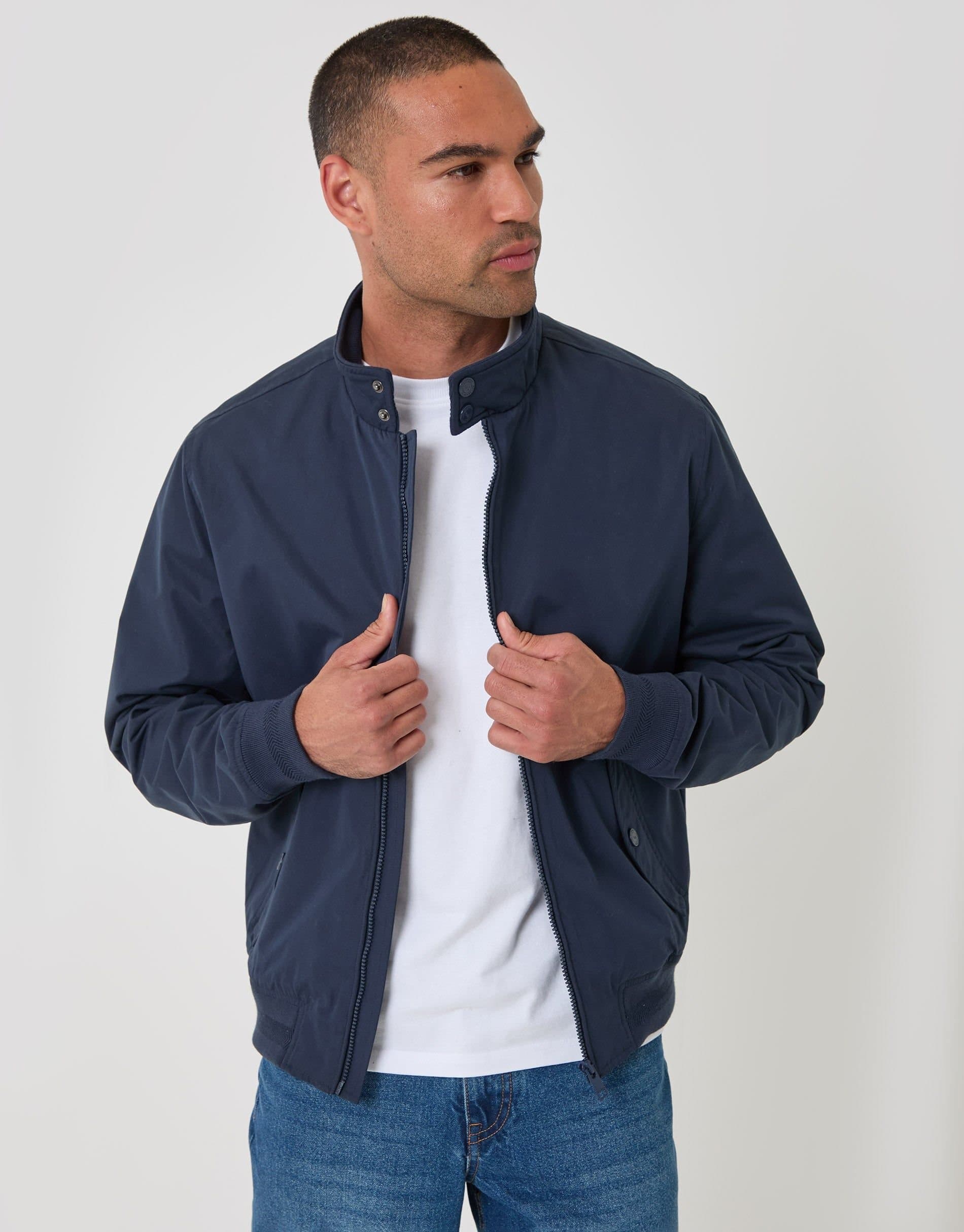 Threadbare threadbare Men's Showerproof Microfibre Harrington Jacket in Blue
