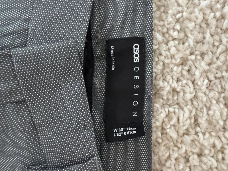 ASOS Design Grey Slim Fit Trousers - Size W30
