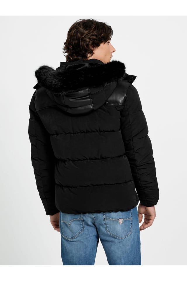 GUESS Guess Men's Outdoors Hooded Puffer Black - 3