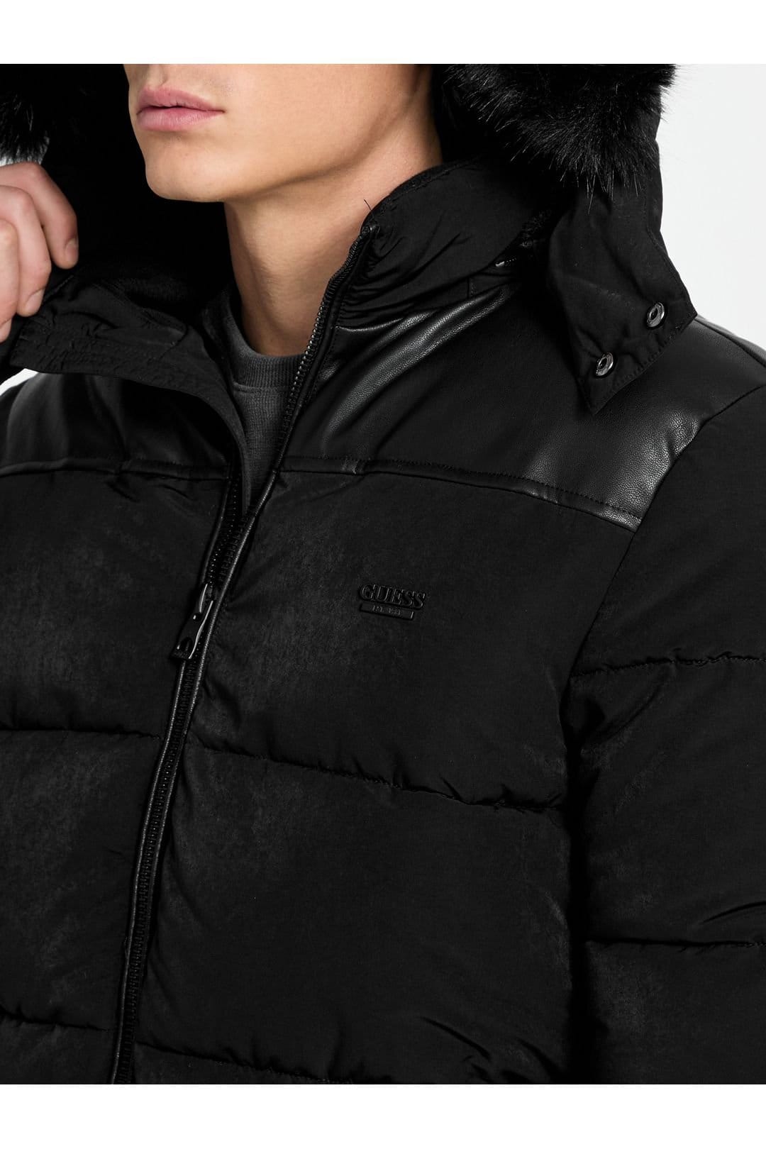 GUESS Guess Men's Outdoors Hooded Puffer Black - 4