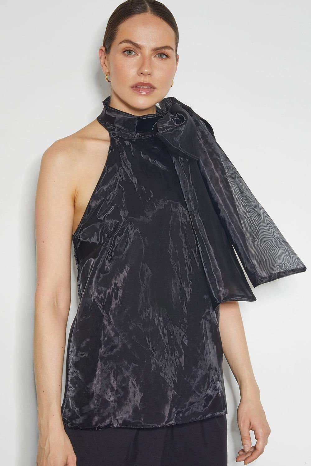 Monsoon Monsoon Black Sleeveless Organza Pussybow Top