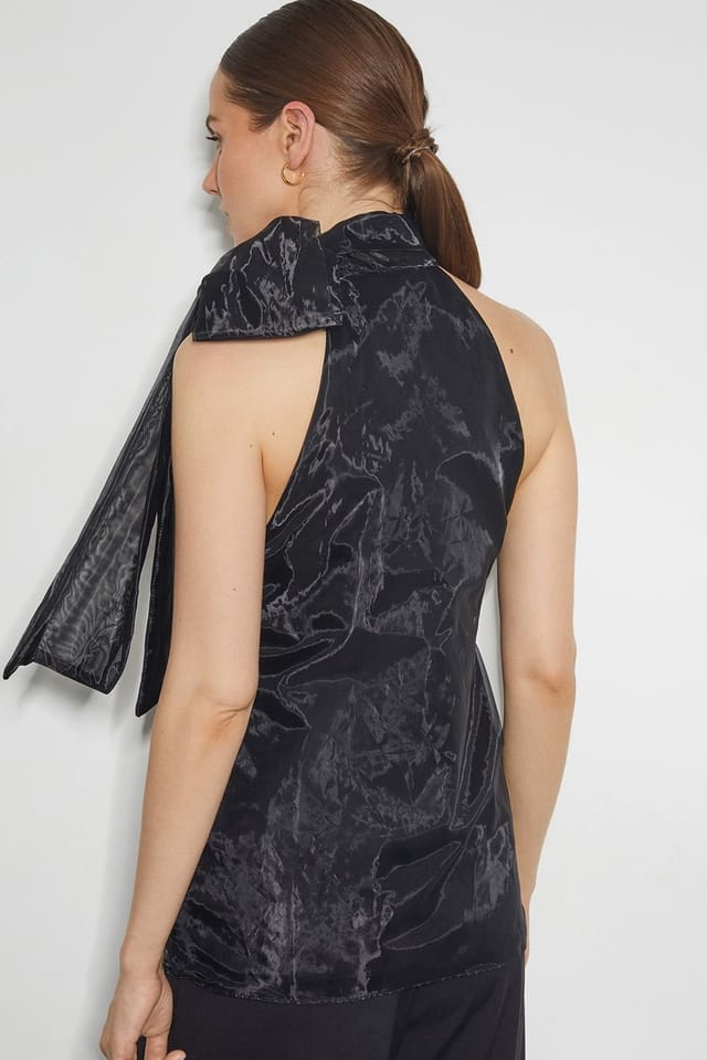 Monsoon Monsoon Women's Vera Sleeveless Organza Pussybow Top Pink in Black - 3