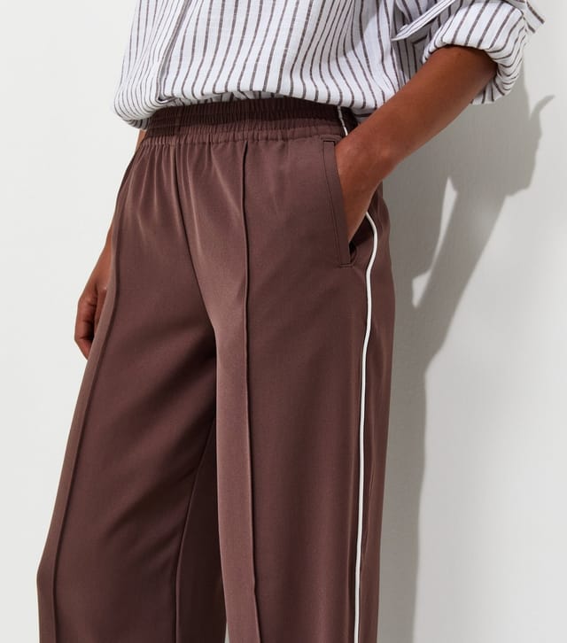 New Look Women's Dark Brown Pintuck Stripe Wide Leg Trousers New Look - 3