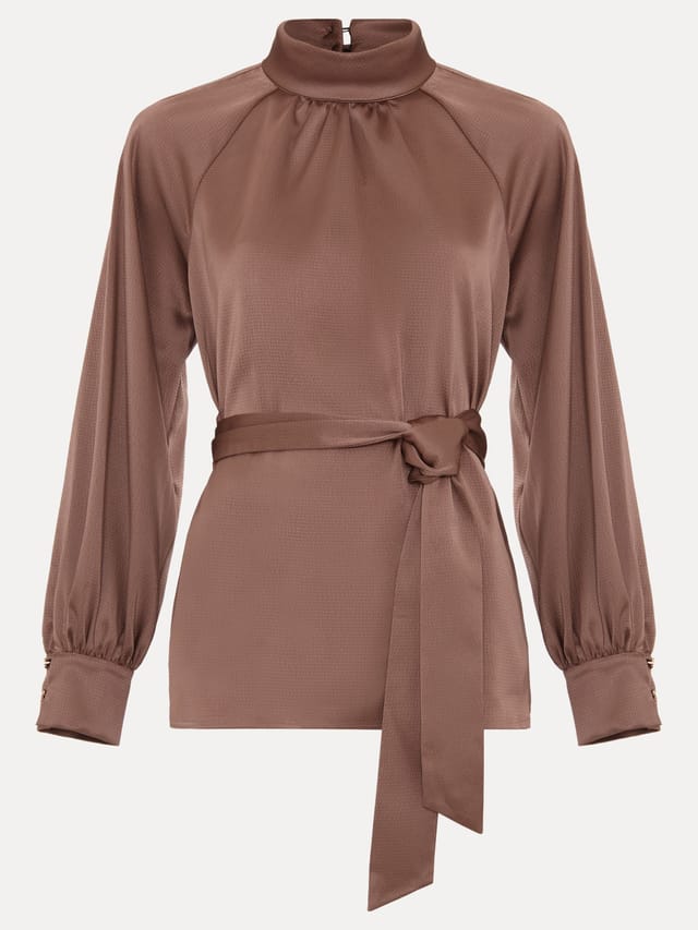 Phase Eight Phase Eight Women's Celene Satin Blouse in Chocolate - 2
