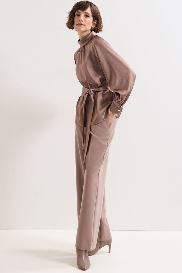 Phase Eight Phase Eight Women's Celene Satin Blouse in Chocolate - 3