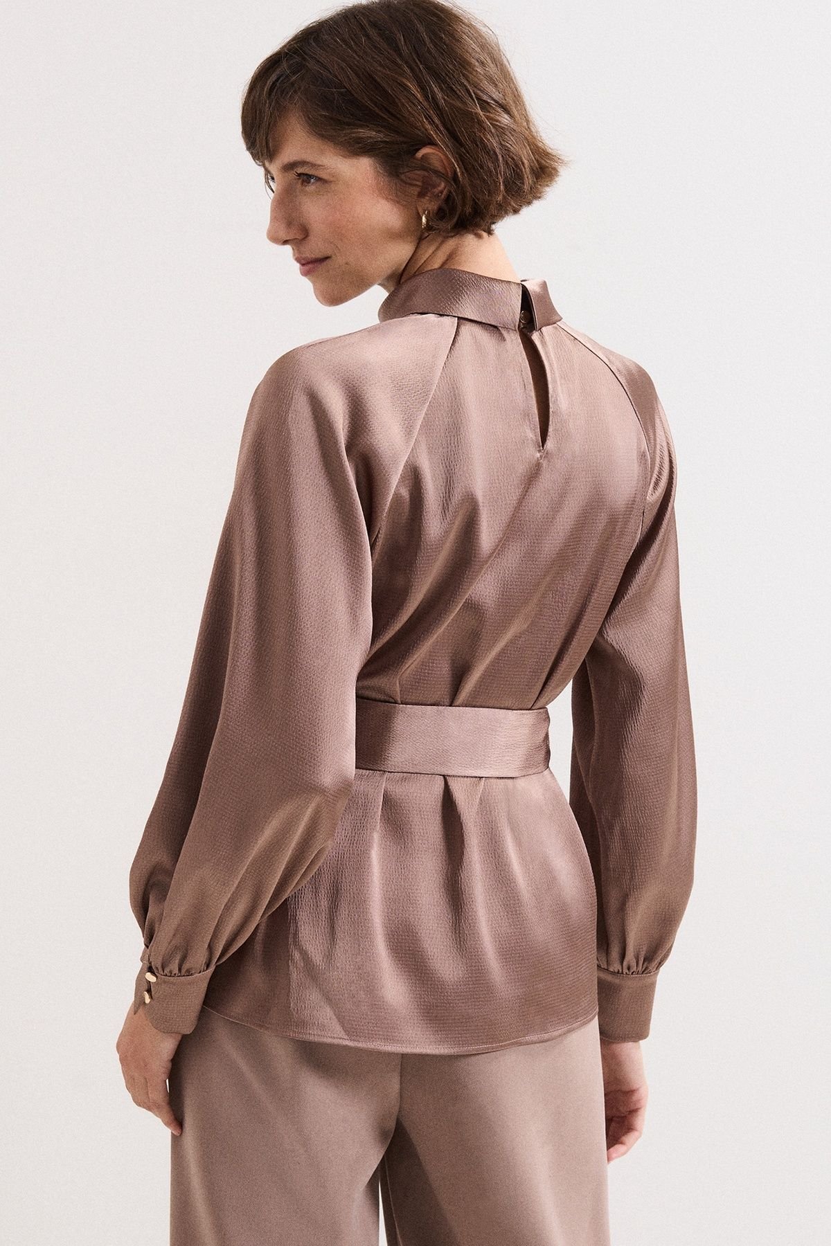 Phase Eight Phase Eight Women's Celene Satin Blouse in Chocolate - 4