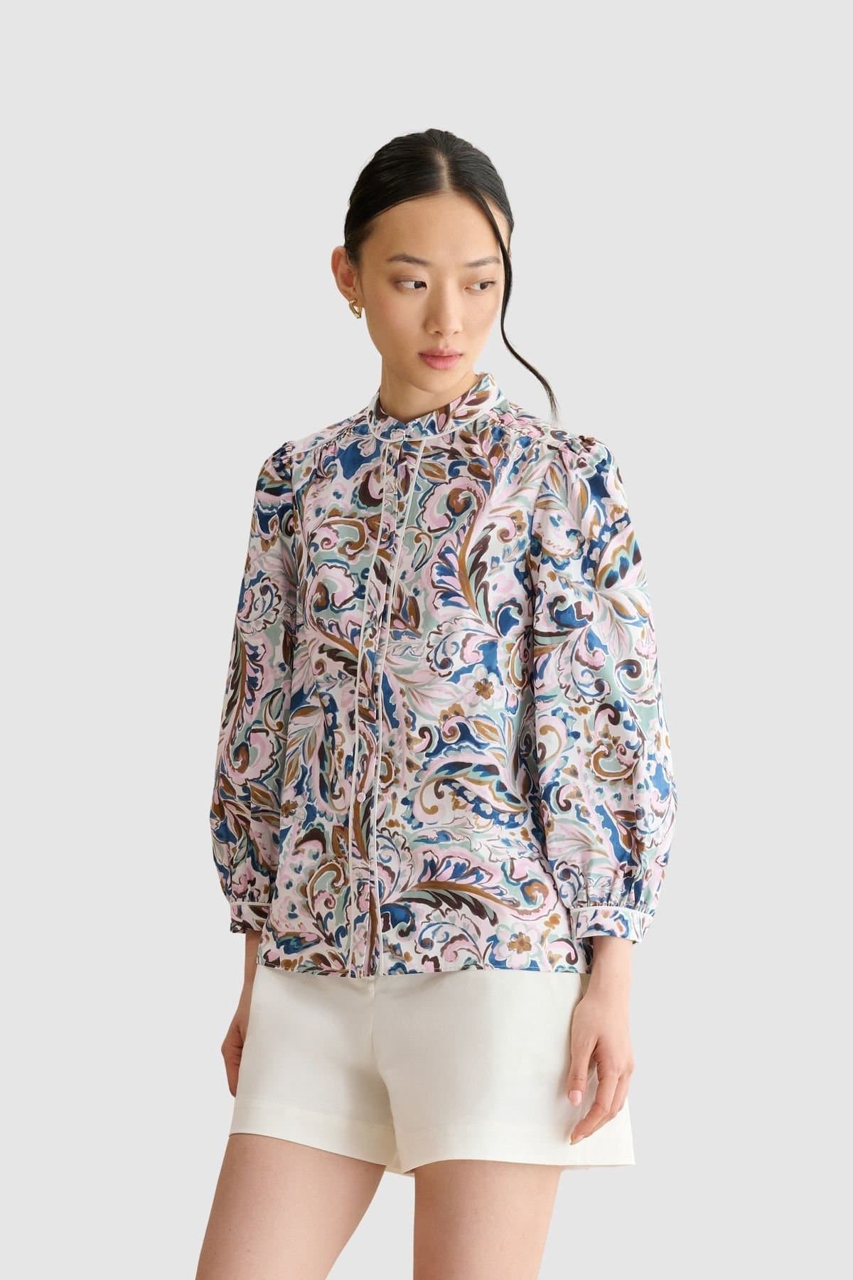Hobbs London Hobbs London Women's Soraya Printed Blouse in Off-White