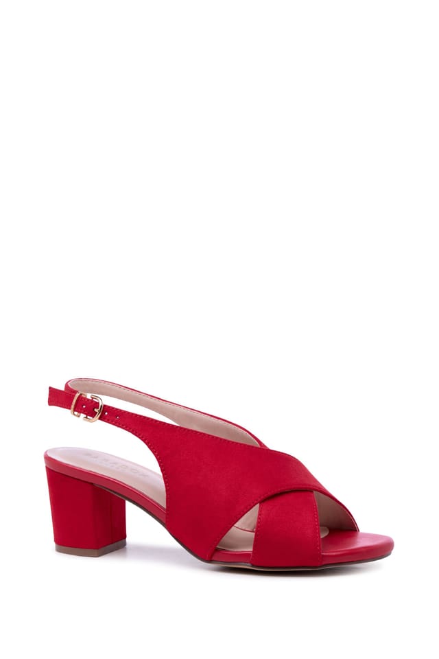 Paradox London Paradox London Women's Neroli' Wide Fit Block Heel Peep Toe Slingback Heels in Red - 2