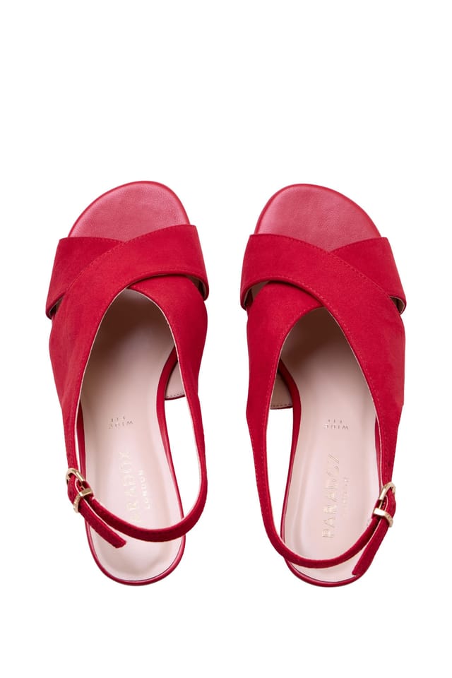 Paradox London Paradox London Women's Neroli' Wide Fit Block Heel Peep Toe Slingback Heels in Red - 3
