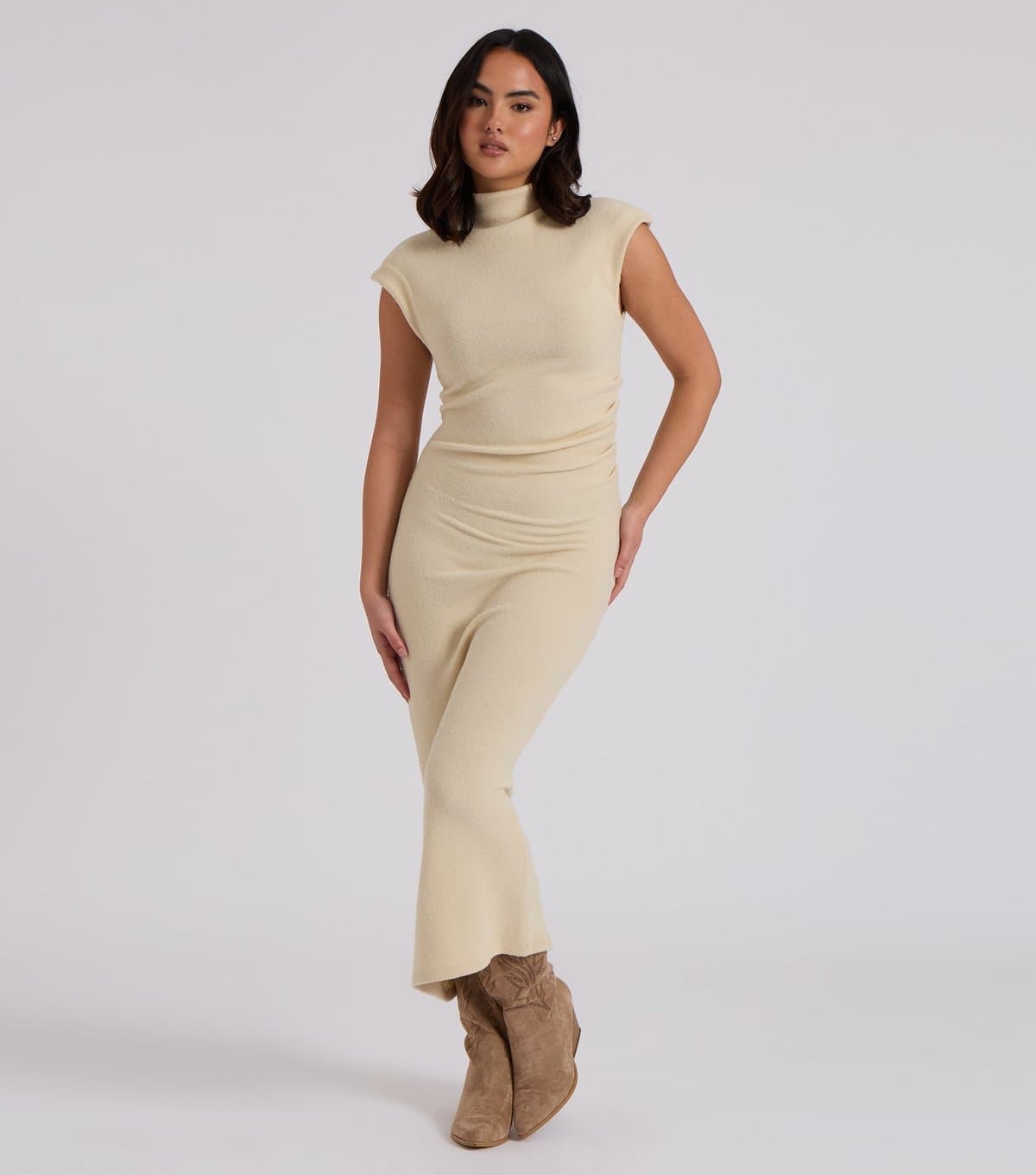 Urban Bliss Women's Cream Roll Neck Midi Dress Urban Bliss New Look