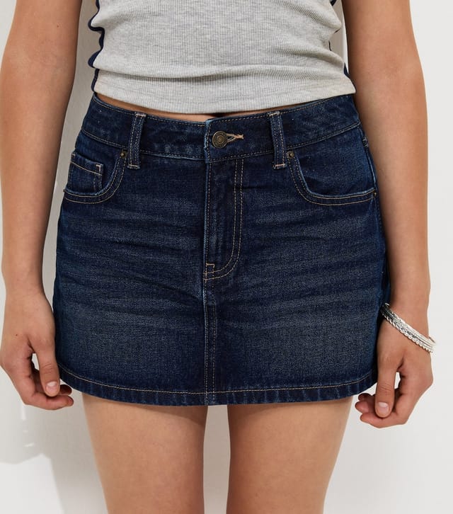 New Look Girls' Dark Blue Distressed Denim Mini Skort New Look - 2