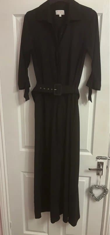 Dancing Leopard Dancing leopard plunge shirt dress wedding work party black pockets 12-14 same day post