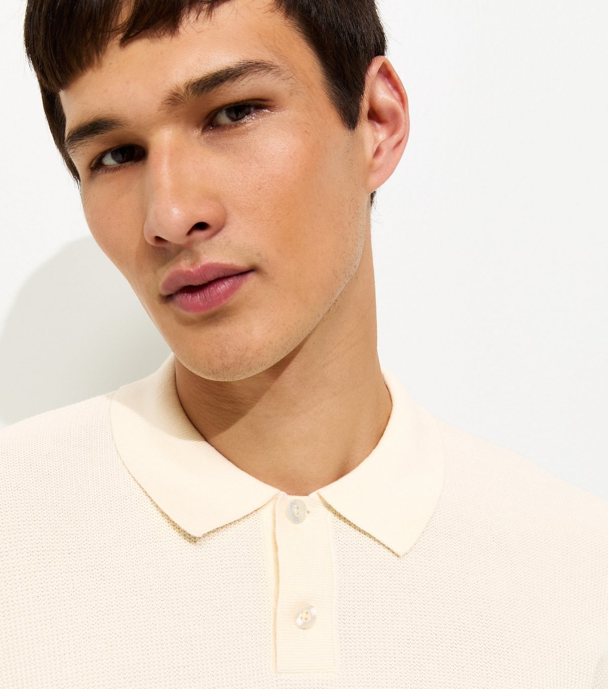 New Look Men's Off White Regular Short Sleeve Polo Top New Look - 2