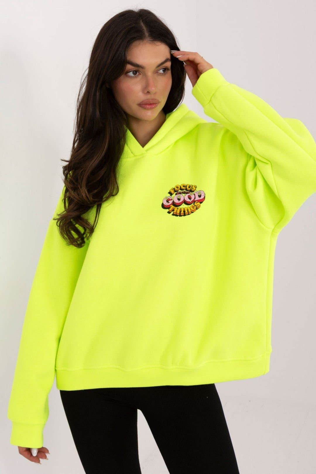 Love Lace Love Lace Yellow Casual Hooded Cotton Sweatshirt