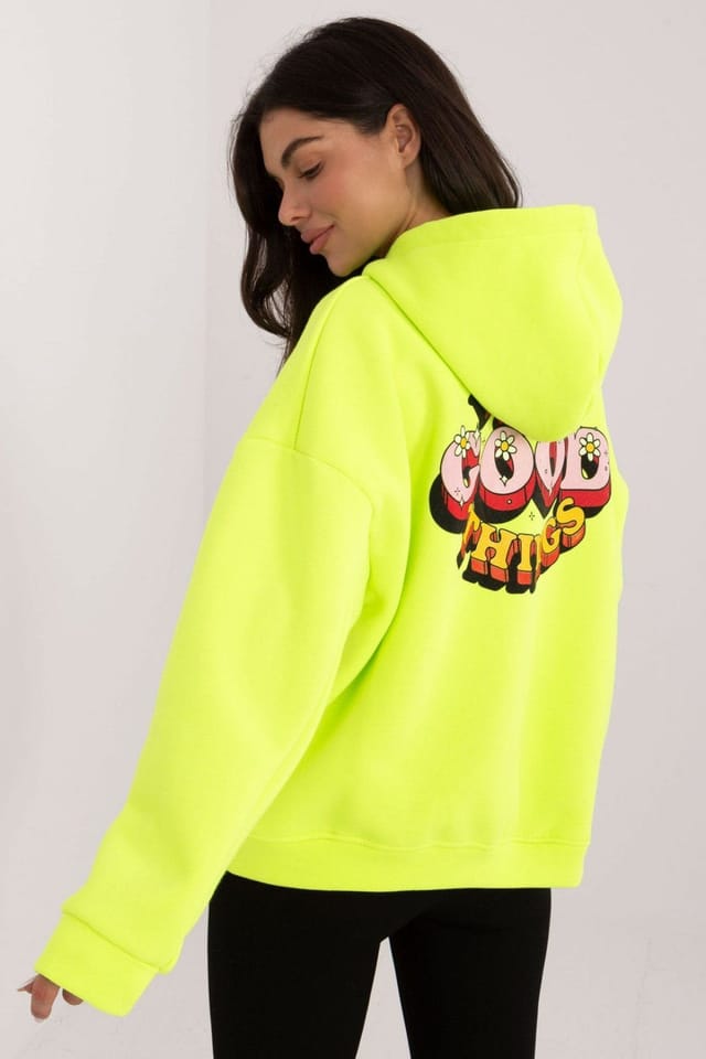 Love Lace Love Lace Women's Casual Hooded Cotton Polyester Sweatshirt in Yellow - 3