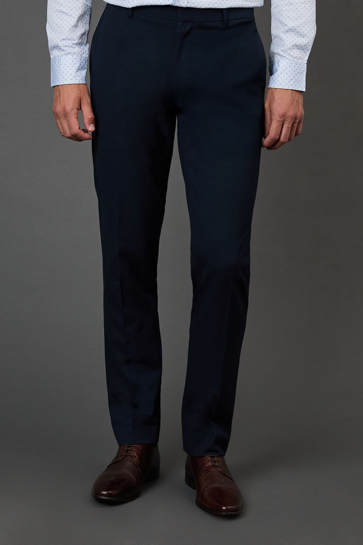 Burton Men's Navy Stretch Skinny Fit Suit Trousers