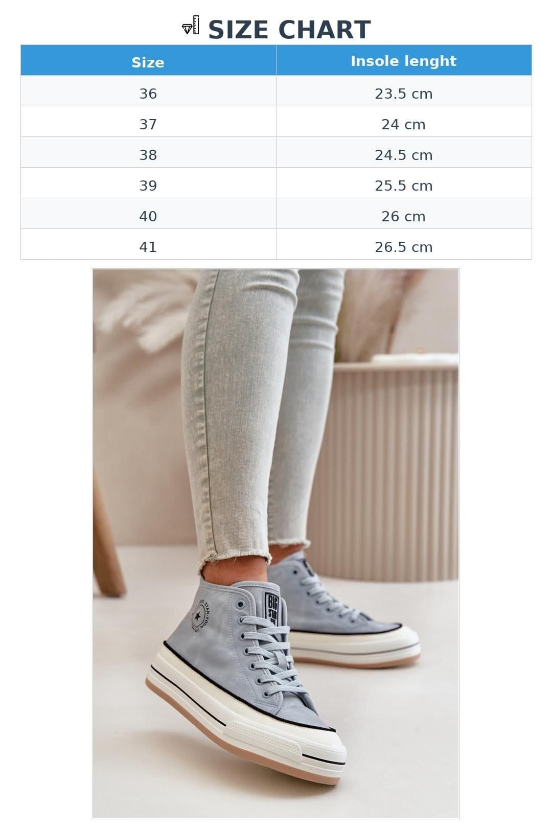 Love Lace Love Lace Women's Big Star Autumn Winter Sneakers with Cushioned Insole Comfort in Blue - 4
