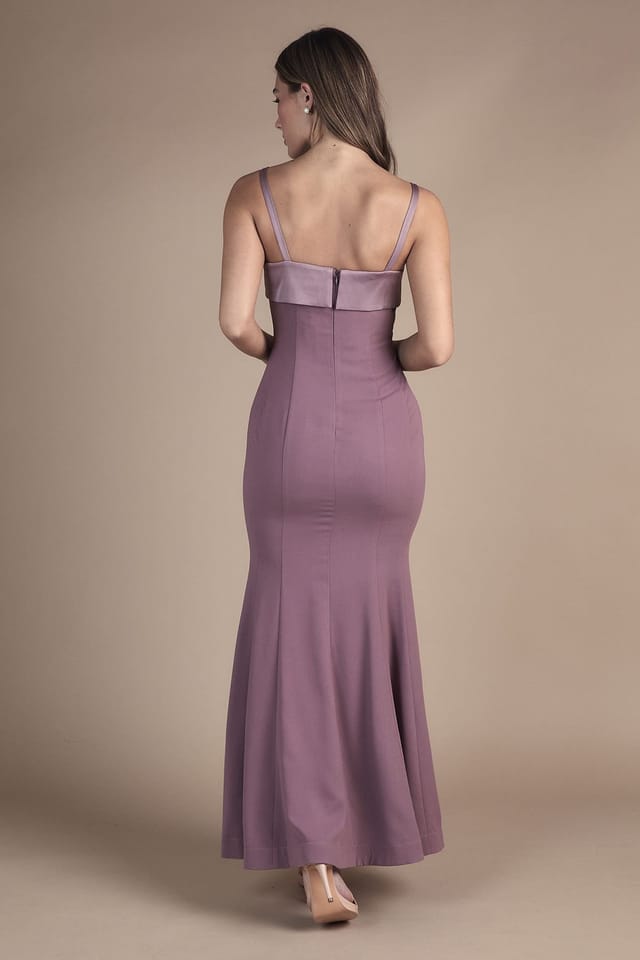 Coast Coast Women's Strappy Fitted Satin Trim Bridesmaid Dress in Dusty Mauve - 3