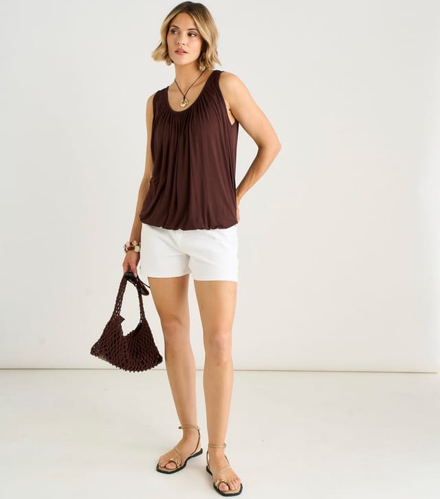 Gini London Women's Brown Round Neck Sleeveless Vest Top Gini London New Look - 2