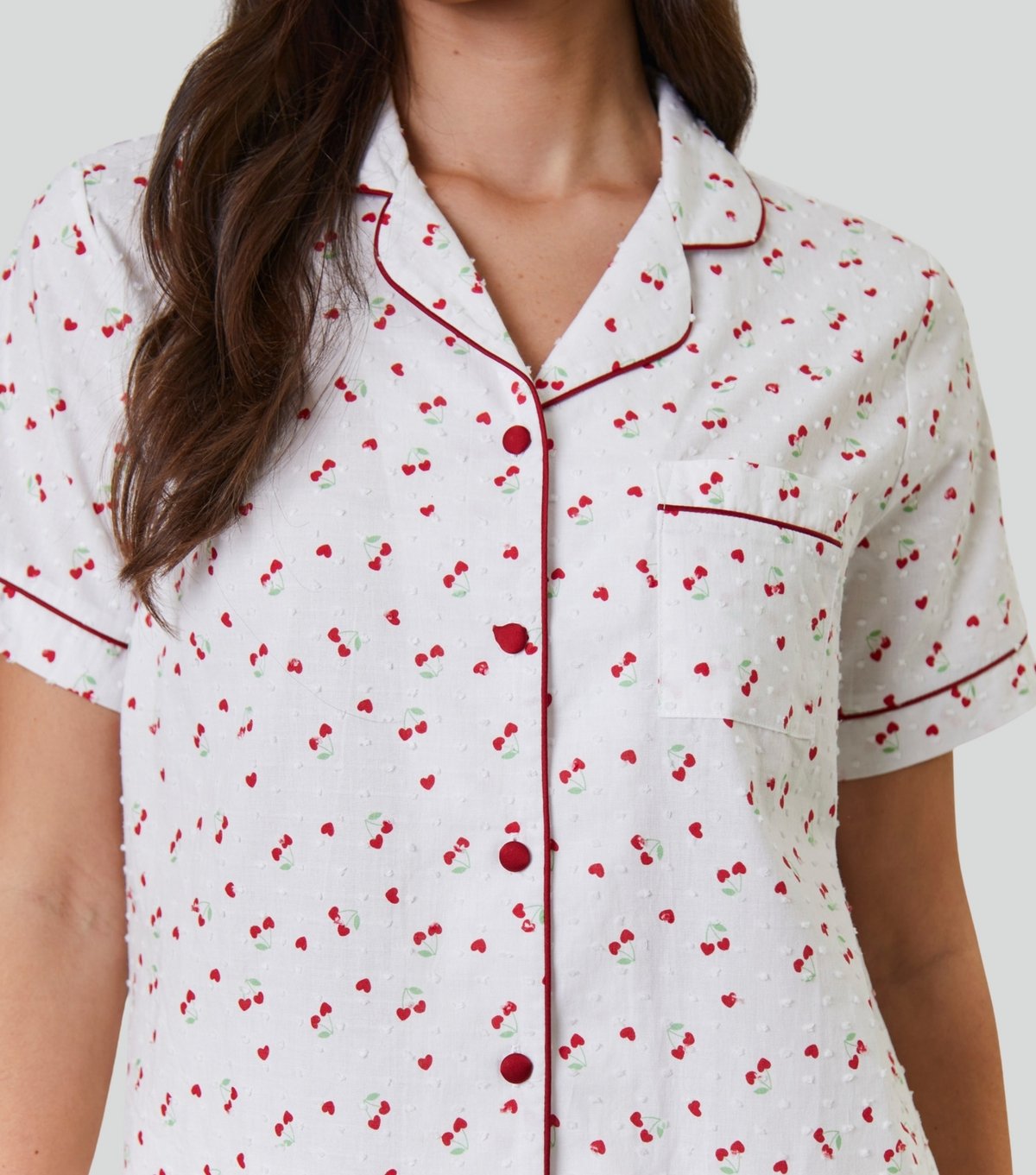 Loungeable Women's White Heart Cherry Print Pyjama Set Loungeable New Look - 3