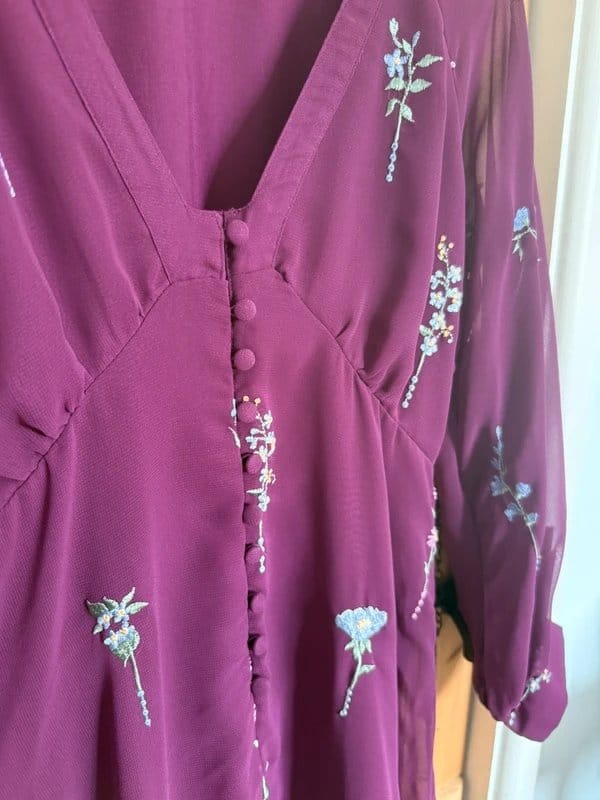ASOS Purple Embroidered Petite Midi Dress