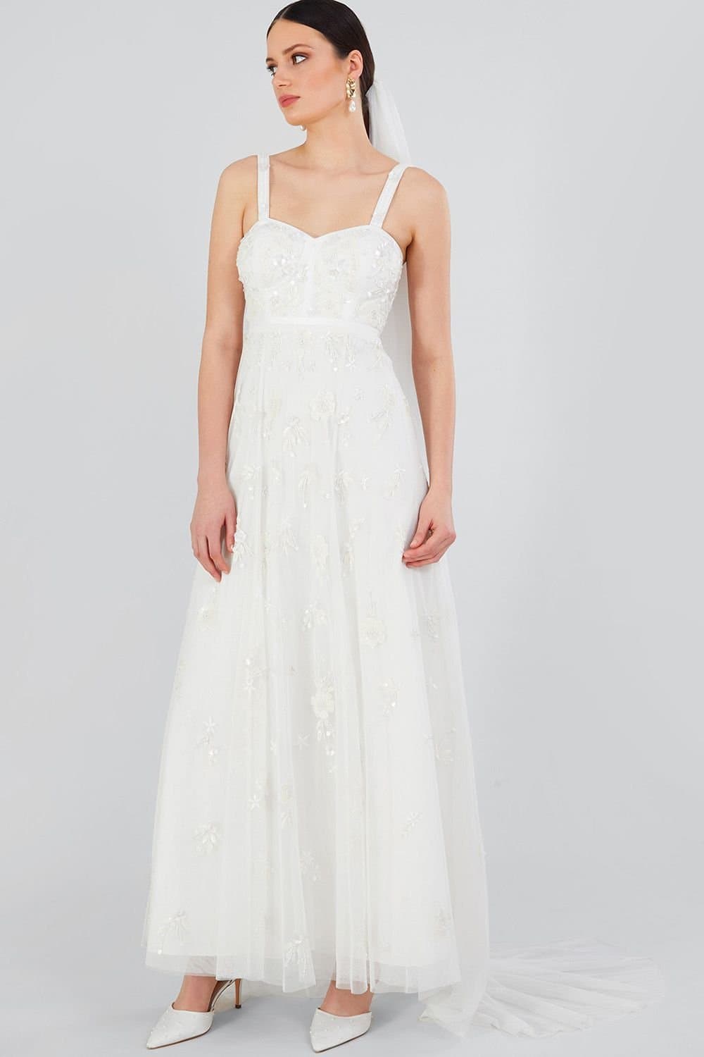 Monsoon Monsoon Women's Caroline Embellished Bridal Dress Ivory