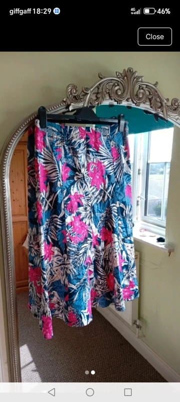 EWM Ladies size 12 ewm floral long skirt linen blend