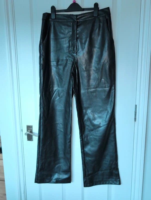 ASOS Design Black faux leather trousers, size 14, ASOS